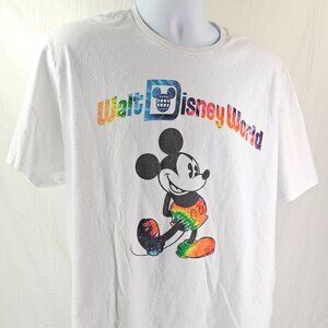 Walt Disney World Unisex White with Attitude Mickey Mouse Tie Dye Shirt 2XL